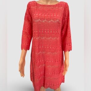 Eliza J Vibrant Pink Lace Swim Cover-Up